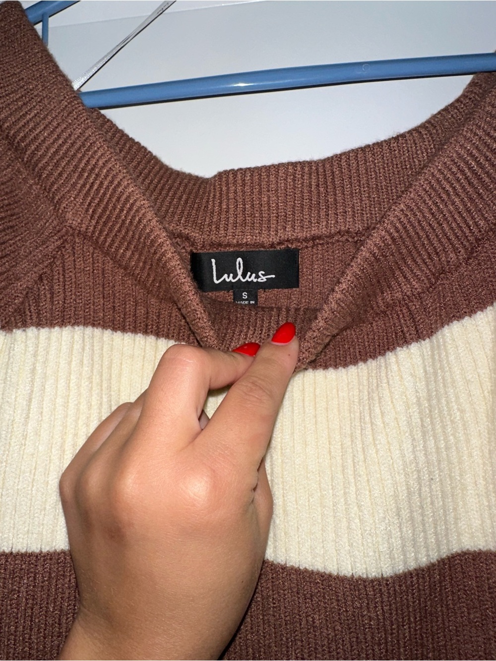 Lulus Off-the-Shoulder Colorblock Ribbed Sweater | Size Small - Picture 3 of 3